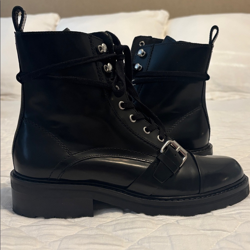 All Saints Donita Women's Black Leather Ankle Boots Size 8M ~ worn once in home - Picture 6 of 7
